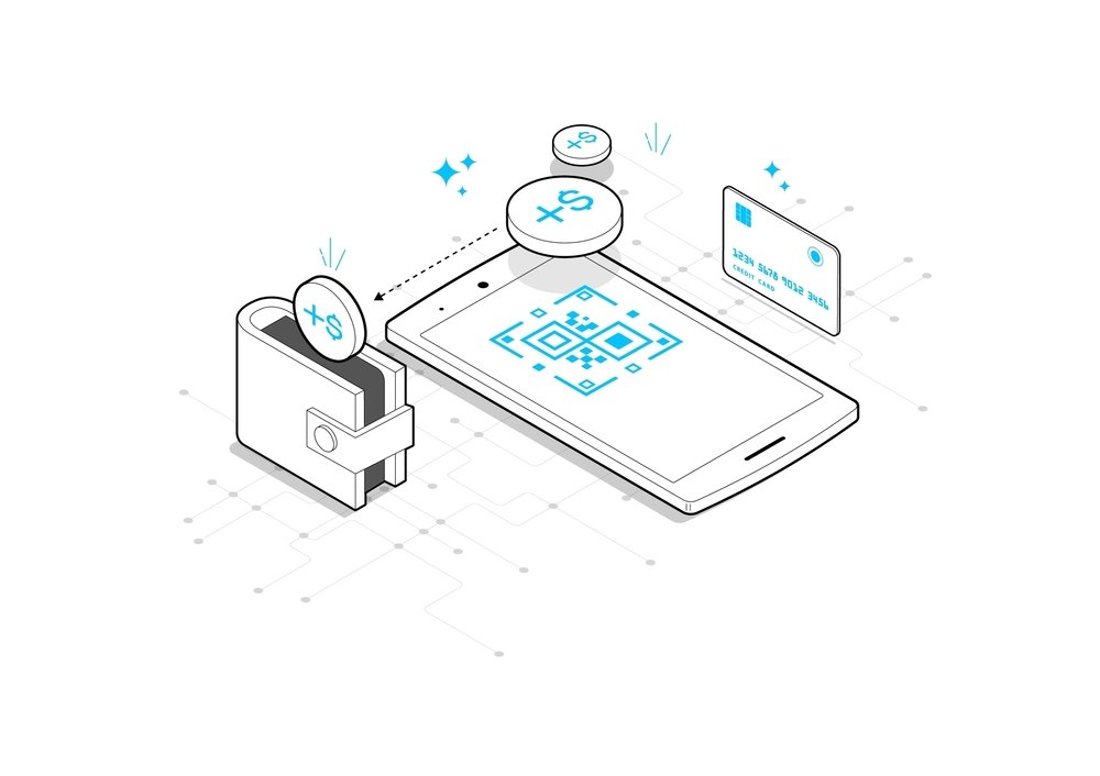 Fiyatek Solutions digital payment solutions graphic featuring card, QR code, and mobile POS technology